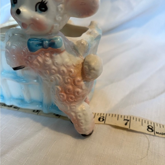 Vintage Lamb Planter with Blue Bow - Picture 9 of 10